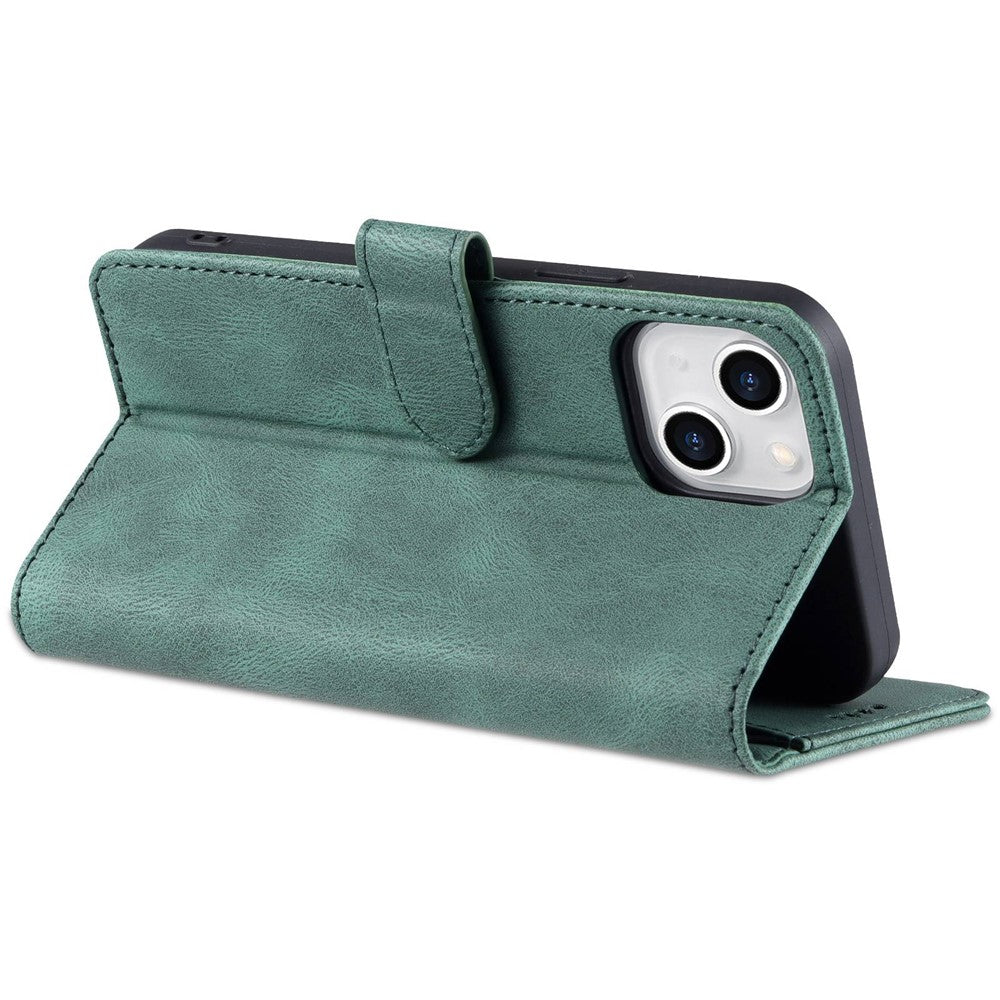 AZNS For iPhone 14 6.1 inch Drop-proof PU Leather Wallet Case Card Holder Magnetic Closure Stand Anti-scratch Phone Cover