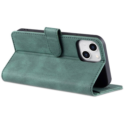 AZNS For iPhone 14 6.1 inch Drop-proof PU Leather Wallet Case Card Holder Magnetic Closure Stand Anti-scratch Phone Cover