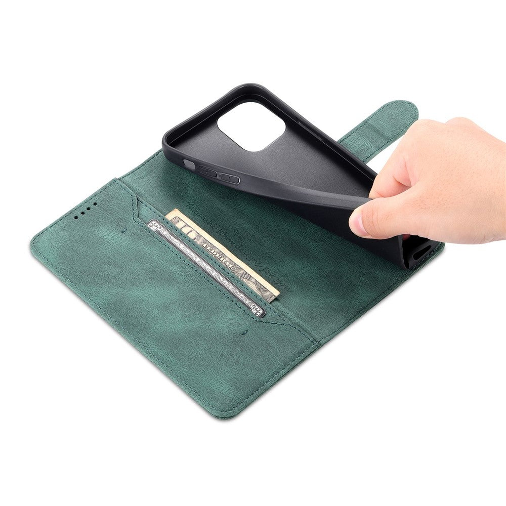 AZNS For iPhone 14 6.1 inch Drop-proof PU Leather Wallet Case Card Holder Magnetic Closure Stand Anti-scratch Phone Cover