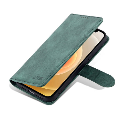 AZNS For iPhone 14 6.1 inch Drop-proof PU Leather Wallet Case Card Holder Magnetic Closure Stand Anti-scratch Phone Cover