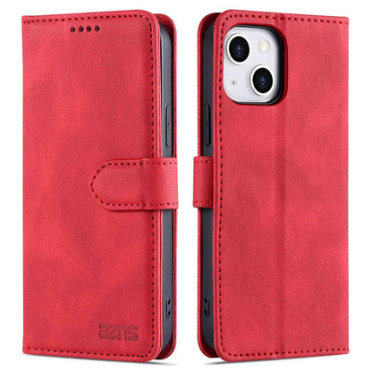 AZNS For iPhone 14 6.1 inch Drop-proof PU Leather Wallet Case Card Holder Magnetic Closure Stand Anti-scratch Phone Cover