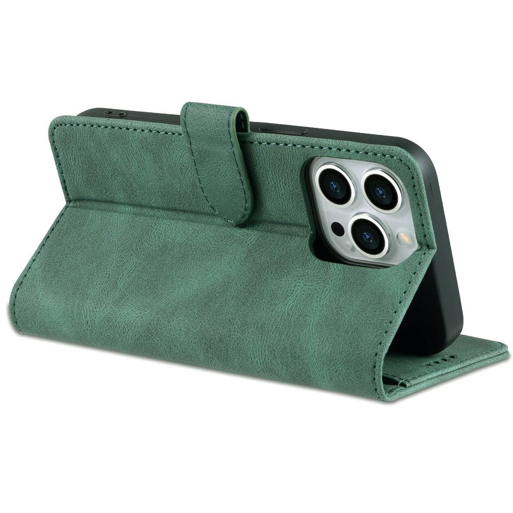 AZNS For iPhone 14 Pro Max 6.7 inch Anti-fall PU Leather Wallet Case Magnetic Closure Stand Scratch Resistant Phone Cover