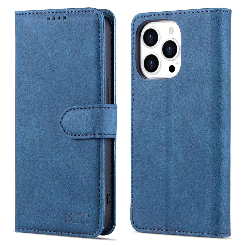 AZNS For iPhone 14 Pro Max 6.7 inch Anti-fall PU Leather Wallet Case Magnetic Closure Stand Scratch Resistant Phone Cover