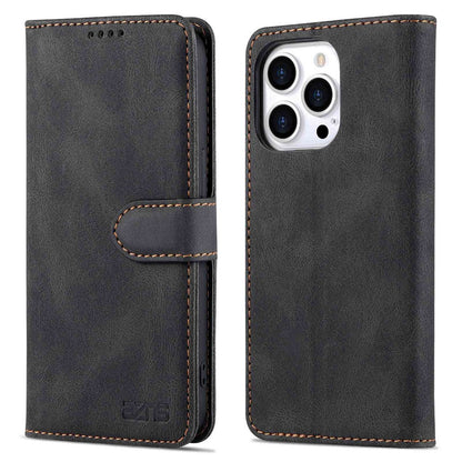 AZNS For iPhone 14 Pro Max 6.7 inch Anti-fall PU Leather Wallet Case Magnetic Closure Stand Scratch Resistant Phone Cover