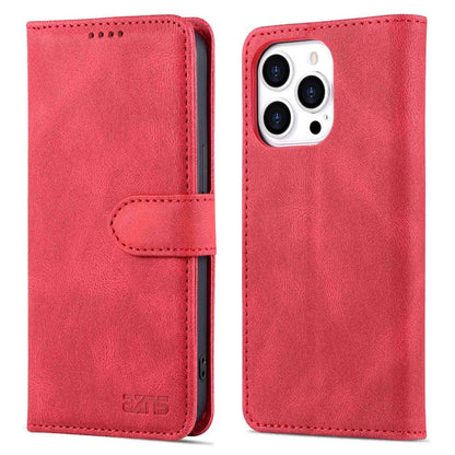 AZNS For iPhone 14 Pro Max 6.7 inch Anti-fall PU Leather Wallet Case Magnetic Closure Stand Scratch Resistant Phone Cover