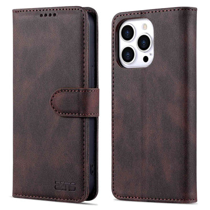 AZNS For iPhone 14 Pro Max 6.7 inch Anti-fall PU Leather Wallet Case Magnetic Closure Stand Scratch Resistant Phone Cover