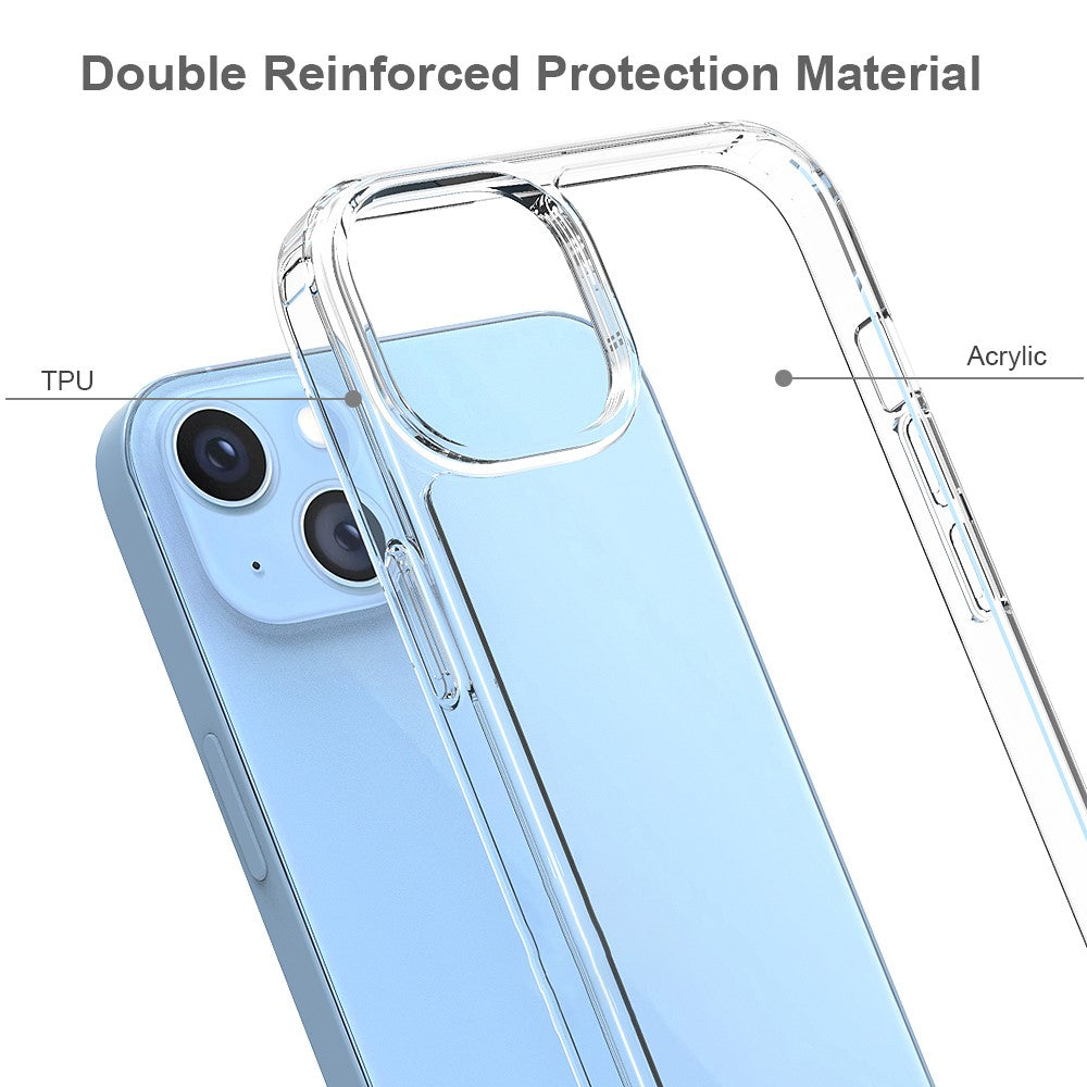 For iPhone 14 Plus 6.7 inch Scratch Resistant Mobile Phone Case Transparent Hard Acrylic Back + Soft TPU Edge Cover