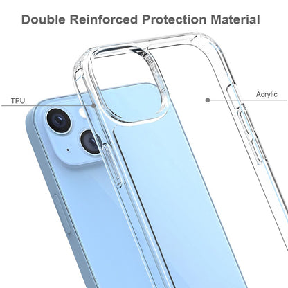 For iPhone 14 Plus 6.7 inch Scratch Resistant Mobile Phone Case Transparent Hard Acrylic Back + Soft TPU Edge Cover
