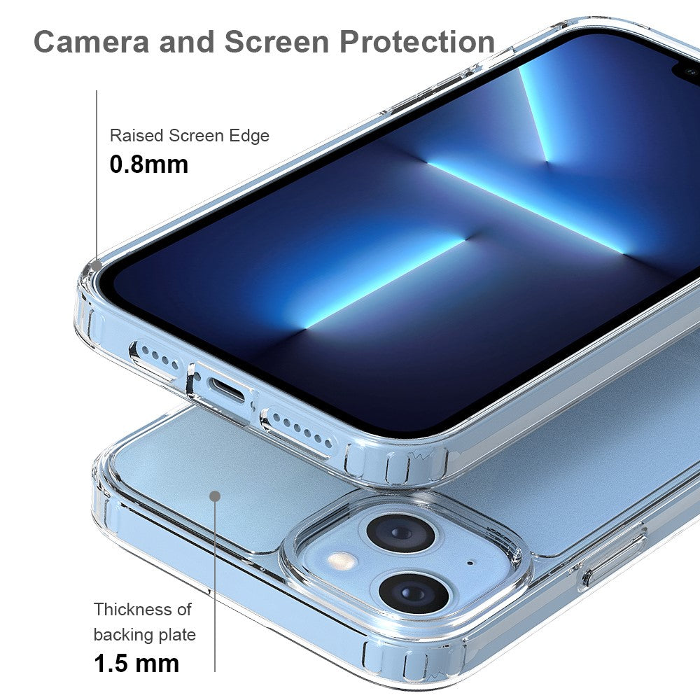 For iPhone 14 Plus 6.7 inch Scratch Resistant Mobile Phone Case Transparent Hard Acrylic Back + Soft TPU Edge Cover