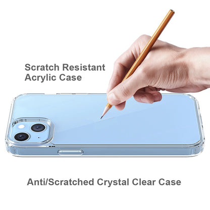 For iPhone 14 Plus 6.7 inch Scratch Resistant Mobile Phone Case Transparent Hard Acrylic Back + Soft TPU Edge Cover