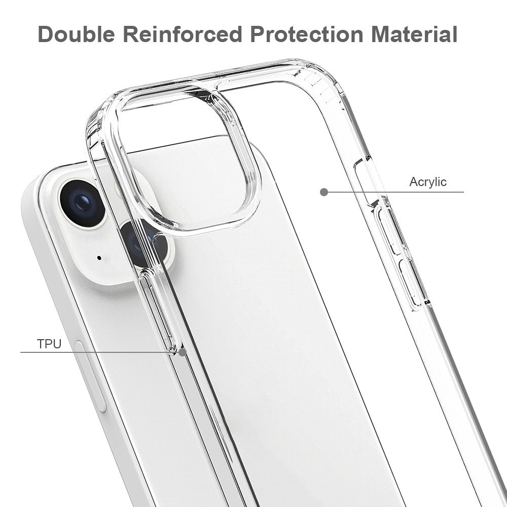 For iPhone 14 6.1 inch Mobile Phone Case Transparent Hard Acrylic Back + Soft TPU Edge Drop Protection Cover