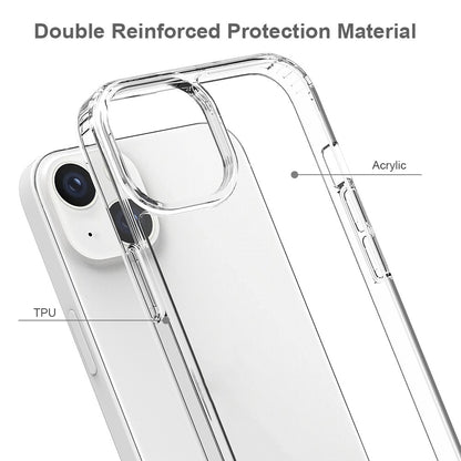 For iPhone 14 6.1 inch Mobile Phone Case Transparent Hard Acrylic Back + Soft TPU Edge Drop Protection Cover