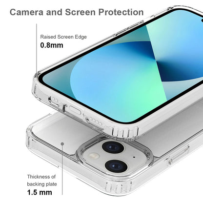 For iPhone 14 6.1 inch Mobile Phone Case Transparent Hard Acrylic Back + Soft TPU Edge Drop Protection Cover