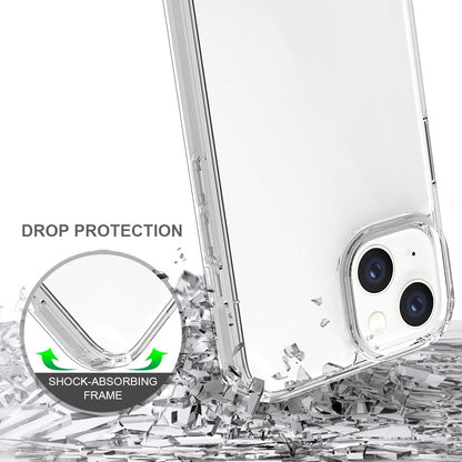 For iPhone 14 6.1 inch Mobile Phone Case Transparent Hard Acrylic Back + Soft TPU Edge Drop Protection Cover