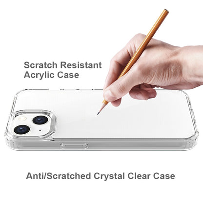 For iPhone 14 6.1 inch Mobile Phone Case Transparent Hard Acrylic Back + Soft TPU Edge Drop Protection Cover