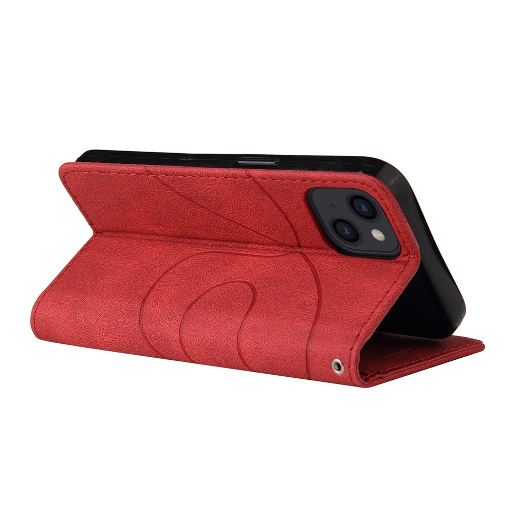 For iPhone 14 Leather Case Wallet Stand Color Splicing Phone Cover