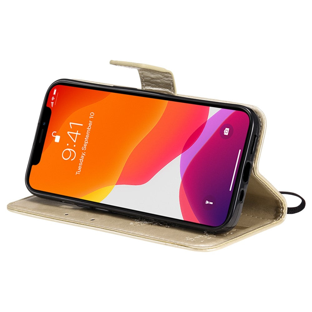 For iPhone 14 Phone Case with Stand Cat Tree Pattern Leather Wallet Mobile Cover