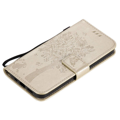 For iPhone 14 Phone Case with Stand Cat Tree Pattern Leather Wallet Mobile Cover