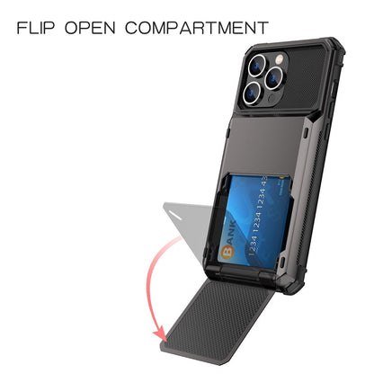 For iPhone 14 Pro Max 6.7 inch Anti-scratch TPU + PC Hybrid Phone Case Flip Card Holder Drop Resistant Phone Cover Protector