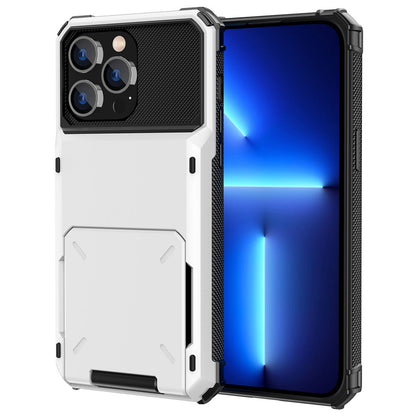 For iPhone 14 Pro Max 6.7 inch Anti-scratch TPU + PC Hybrid Phone Case Flip Card Holder Drop Resistant Phone Cover Protector