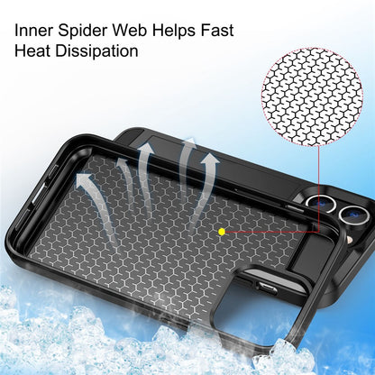For iPhone 14 Pro Max 6.7 inch Anti-drop Phone Case with Sliding Cover Design Card Holder PC + TPU Hybrid Phone Shell