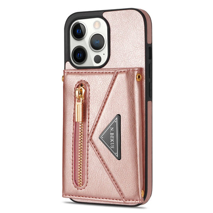 N.BEKUS Phone Wallet Case for iPhone 14 Pro Max 6.7 inch, Anti-fall PU Leather Coated TPU Back Cover Card Holder Scratch-resistant Shell Kickstand with Strap