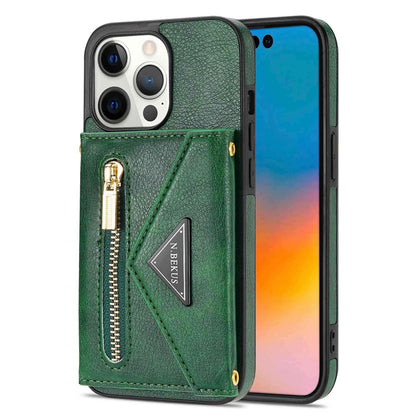 N.BEKUS Phone Wallet Case for iPhone 14 Pro Max 6.7 inch, Anti-fall PU Leather Coated TPU Back Cover Card Holder Scratch-resistant Shell Kickstand with Strap