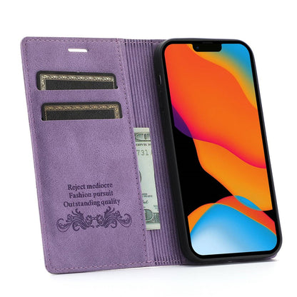 For iPhone 14 Pro Max 6.7 inch Anti-fall PU Leather Wallet Case Magnetic Auto-absorbed Phone Cover with Stand