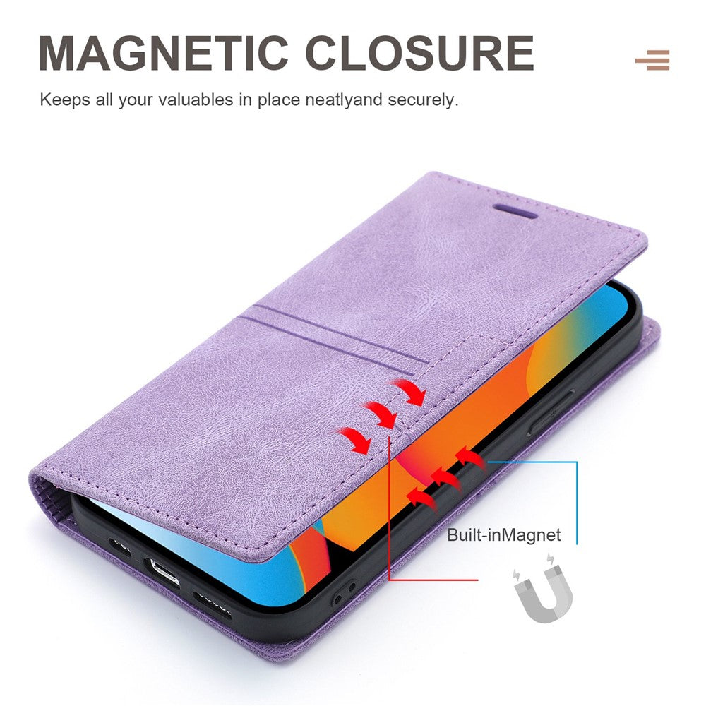 For iPhone 14 Pro Max 6.7 inch Anti-fall PU Leather Wallet Case Magnetic Auto-absorbed Phone Cover with Stand