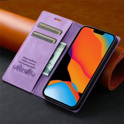 For iPhone 14 Pro Max 6.7 inch Anti-fall PU Leather Wallet Case Magnetic Auto-absorbed Phone Cover with Stand