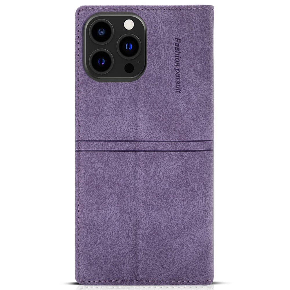 For iPhone 14 Pro Max 6.7 inch Anti-fall PU Leather Wallet Case Magnetic Auto-absorbed Phone Cover with Stand