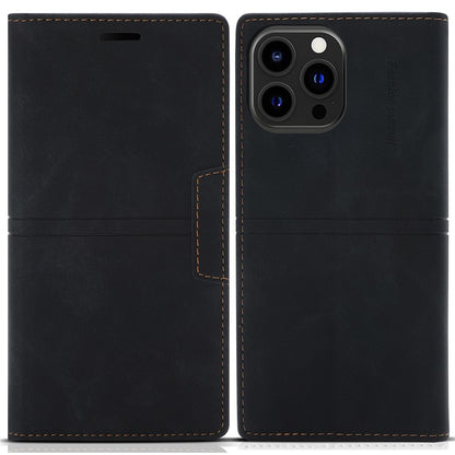 For iPhone 14 Pro Max 6.7 inch Anti-fall PU Leather Wallet Case Magnetic Auto-absorbed Phone Cover with Stand