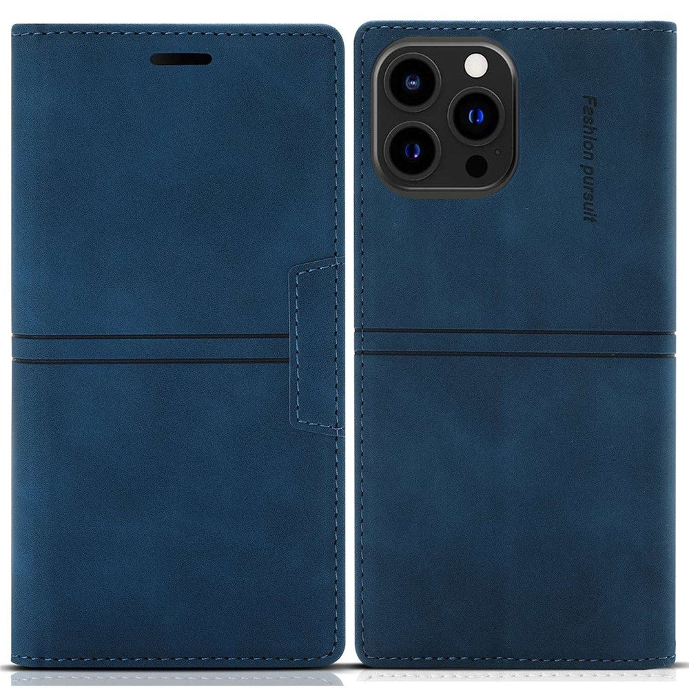 For iPhone 14 Pro Max 6.7 inch Anti-fall PU Leather Wallet Case Magnetic Auto-absorbed Phone Cover with Stand