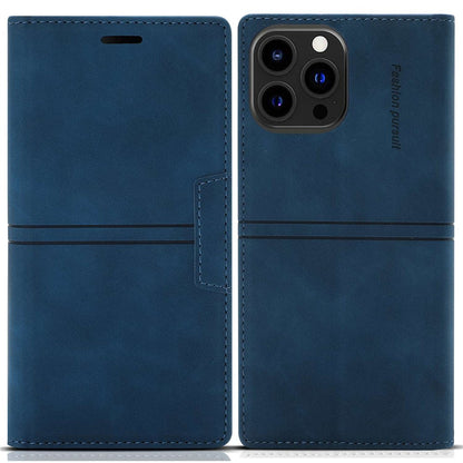 For iPhone 14 Pro Max 6.7 inch Anti-fall PU Leather Wallet Case Magnetic Auto-absorbed Phone Cover with Stand