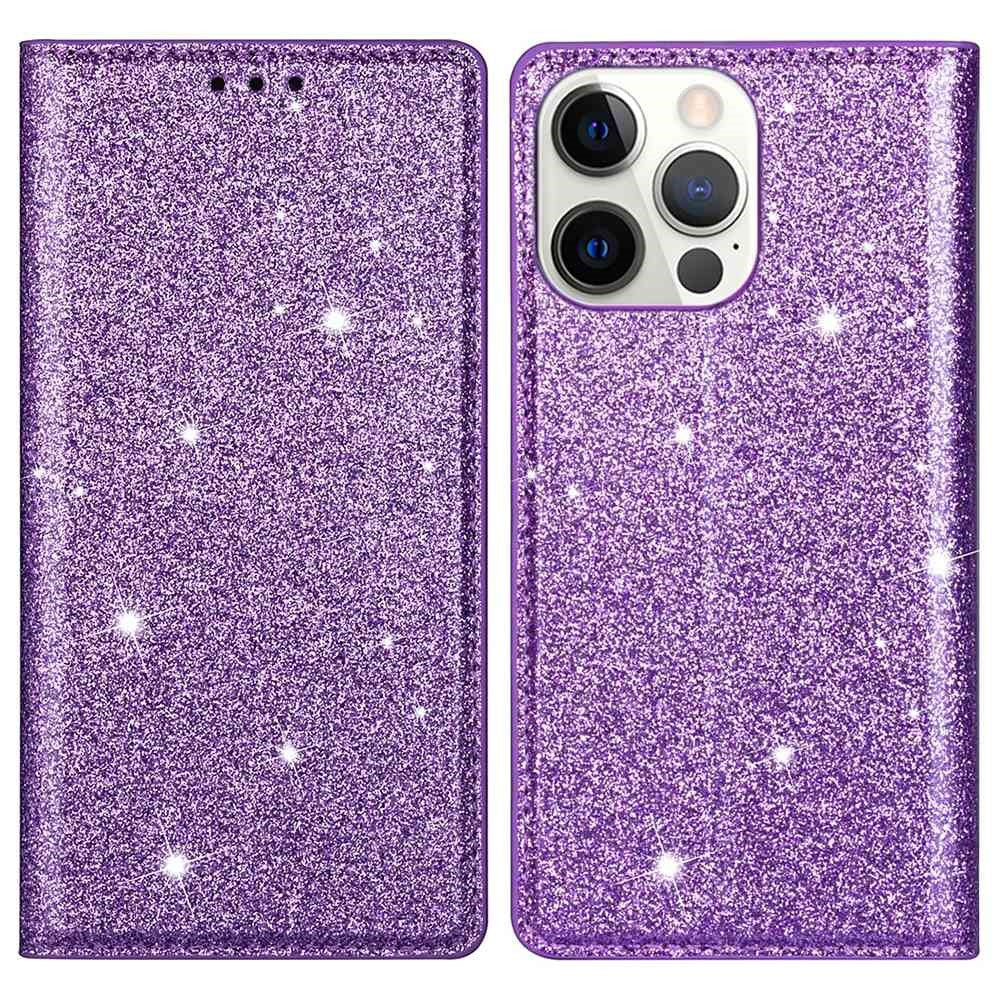For iPhone 14 Pro Max 6.7 inch Glitter Sequins Full Protection Stand Card Holder PU Leather Protective Phone Case Cover