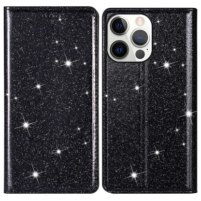 For iPhone 14 Pro Max 6.7 inch Glitter Sequins Full Protection Stand Card Holder PU Leather Protective Phone Case Cover