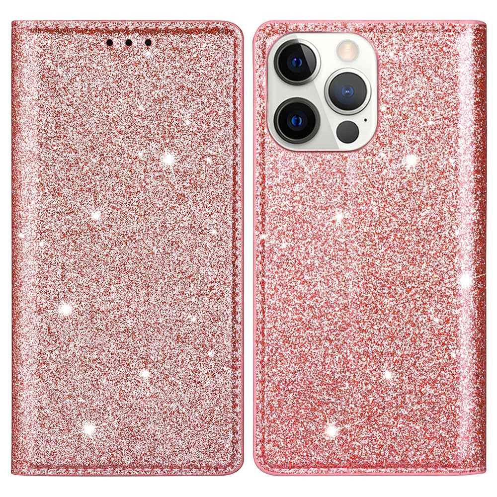 For iPhone 14 Pro Max 6.7 inch Glitter Sequins Full Protection Stand Card Holder PU Leather Protective Phone Case Cover