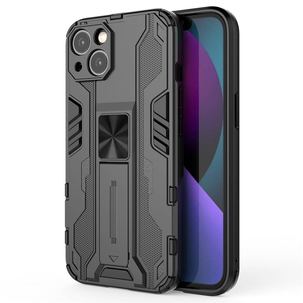 For iPhone 14 6.1 inch Flexible TPU Hard PC Shockproof Case Kickstand Hands-free Back Cover