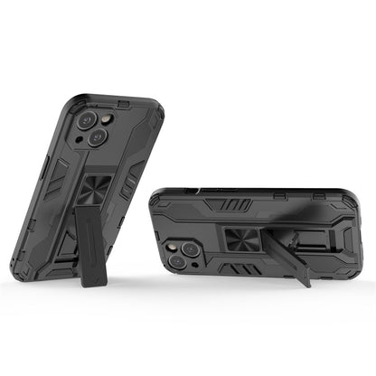 For iPhone 14 6.1 inch Flexible TPU Hard PC Shockproof Case Kickstand Hands-free Back Cover