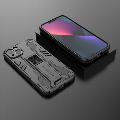 For iPhone 14 6.1 inch Flexible TPU Hard PC Shockproof Case Kickstand Hands-free Back Cover