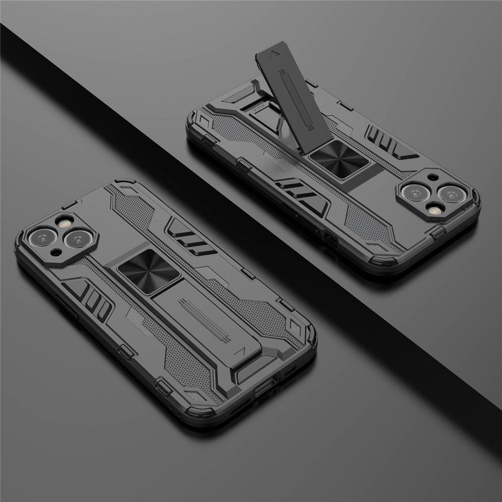 For iPhone 14 6.1 inch Flexible TPU Hard PC Shockproof Case Kickstand Hands-free Back Cover
