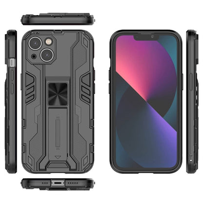 For iPhone 14 6.1 inch Flexible TPU Hard PC Shockproof Case Kickstand Hands-free Back Cover