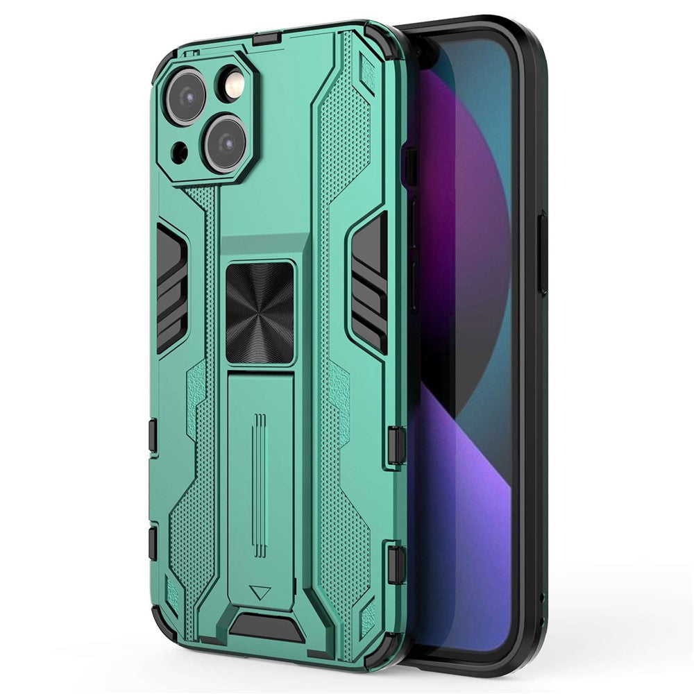 For iPhone 14 6.1 inch Flexible TPU Hard PC Shockproof Case Kickstand Hands-free Back Cover