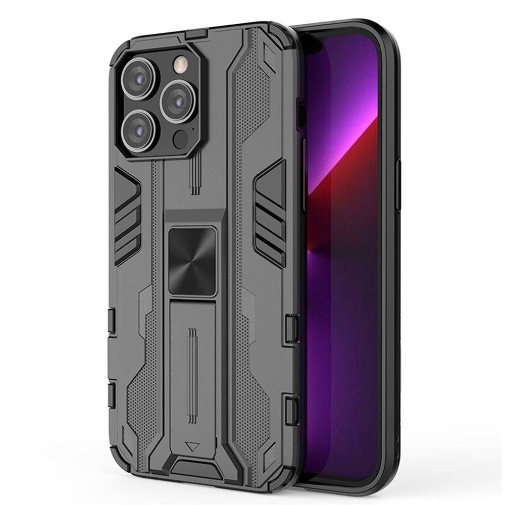 For iPhone 14 Pro Max 6.7 inch Camera Protection Phone Case Kickstand Hybrid Hard PC Soft TPU Drop Protection Anti-Fall Cover