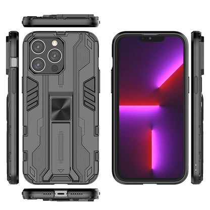 For iPhone 14 Pro Max 6.7 inch Camera Protection Phone Case Kickstand Hybrid Hard PC Soft TPU Drop Protection Anti-Fall Cover