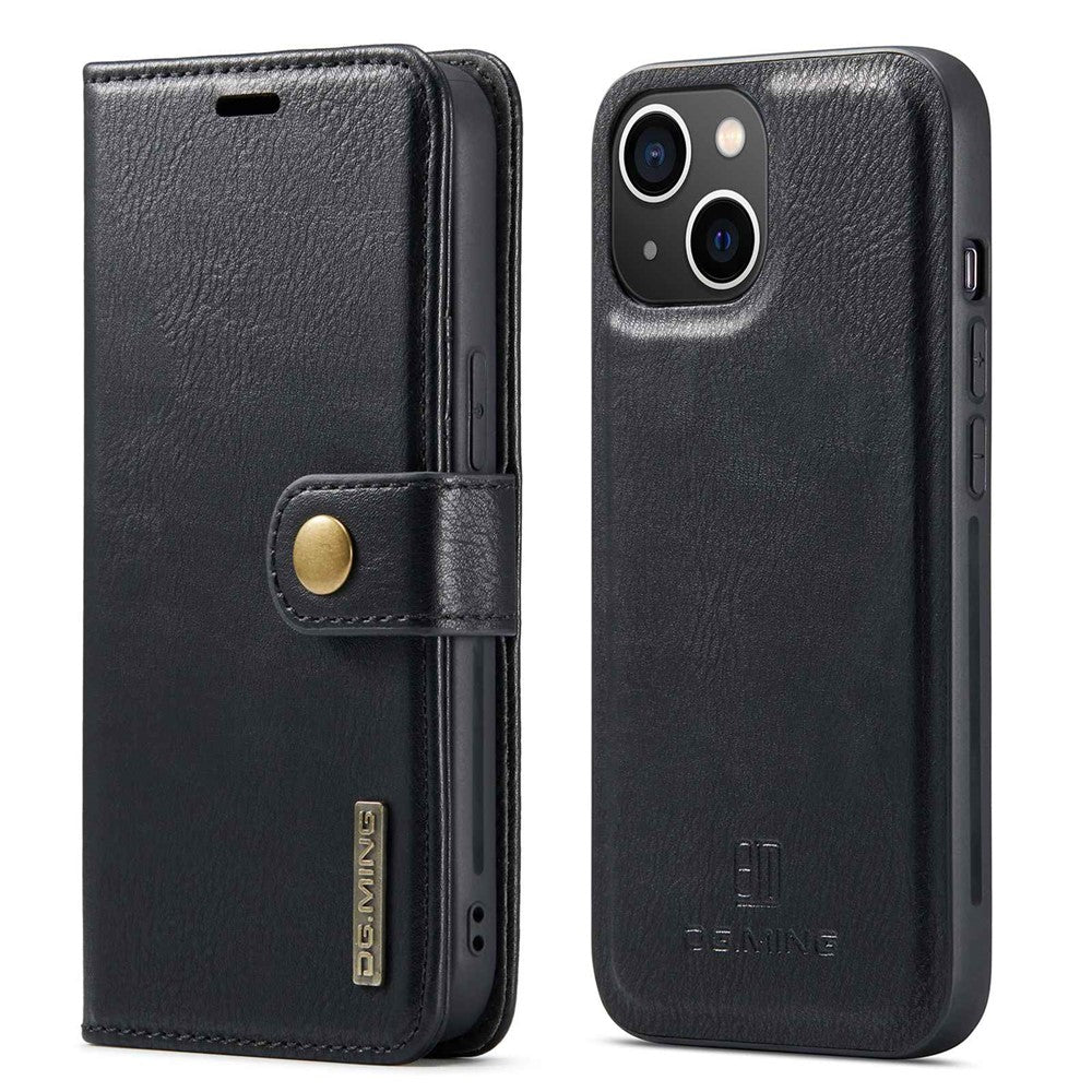 DG.MING For iPhone 14 Plus 6.7 inch Split Leather Magnetic Detachable Flip Case Stand Feature Purse Protection Wallet Cover