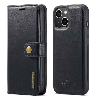 DG.MING For iPhone 14 Plus 6.7 inch Split Leather Magnetic Detachable Flip Case Stand Feature Purse Protection Wallet Cover
