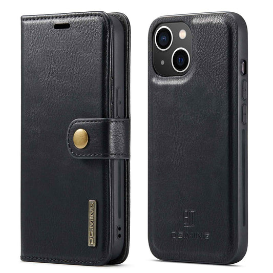 DG.MING For iPhone 14 Plus 6.7 inch Split Leather Magnetic Detachable Flip Case Stand Feature Purse Protection Wallet Cover