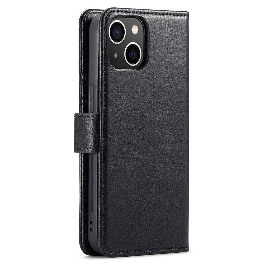 DG.MING For iPhone 14 Plus 6.7 inch Split Leather Magnetic Detachable Flip Case Stand Feature Purse Protection Wallet Cover