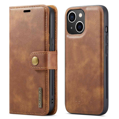 DG.MING For iPhone 14 Plus 6.7 inch Split Leather Magnetic Detachable Flip Case Stand Feature Purse Protection Wallet Cover